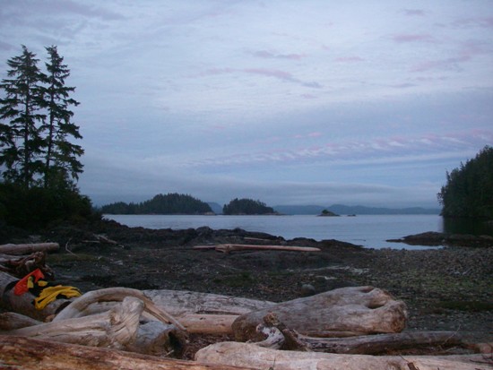 kayaking Vancouver Island Broken Group Islands looking out from camp